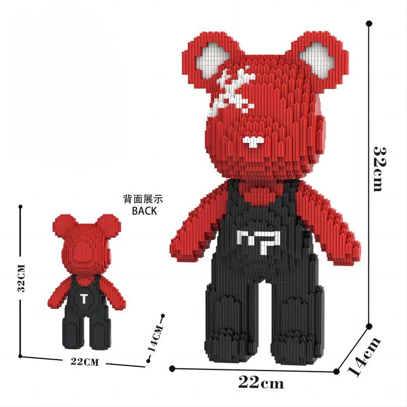 Red and Black Bear Building Block Set – 32 cm Collectible Model