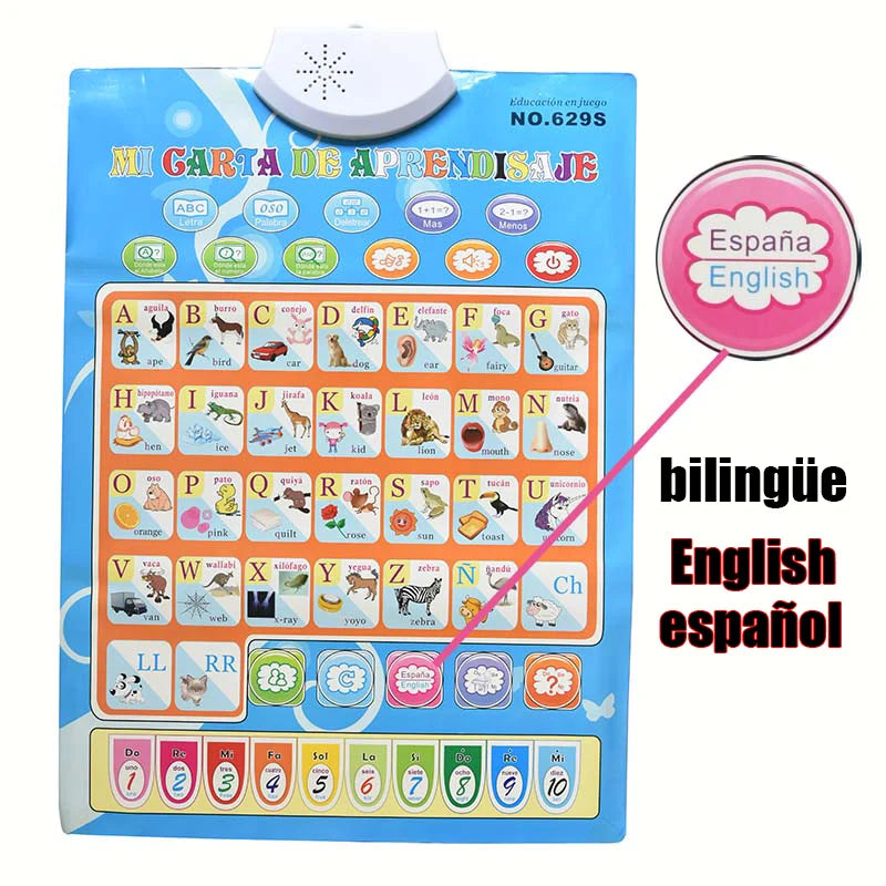Bilingual English-Spanish Interactive Learning Poster for Toddlers