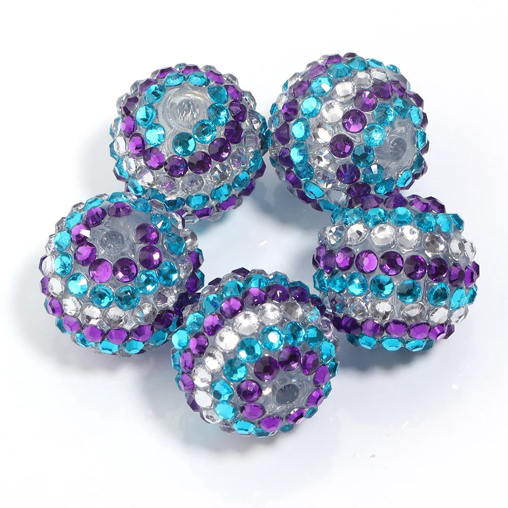 Sparkling Two-Tone Striped Resin Beads (20mm, Set of 5)