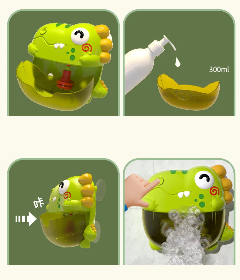 Dinosaur Bubble Machine Bath Toy with LED Lights