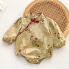 Baby Girls Lace-Trim Cotton Romper with Floral Details