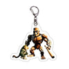 Acrylic keychain featuring a design of an orangutan character with a hook.