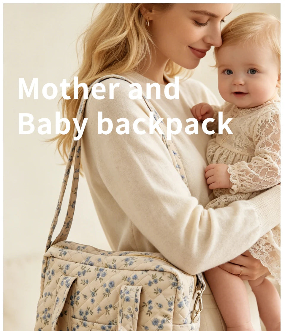 Quilted Maternity Diaper Bag with Crossbody Strap