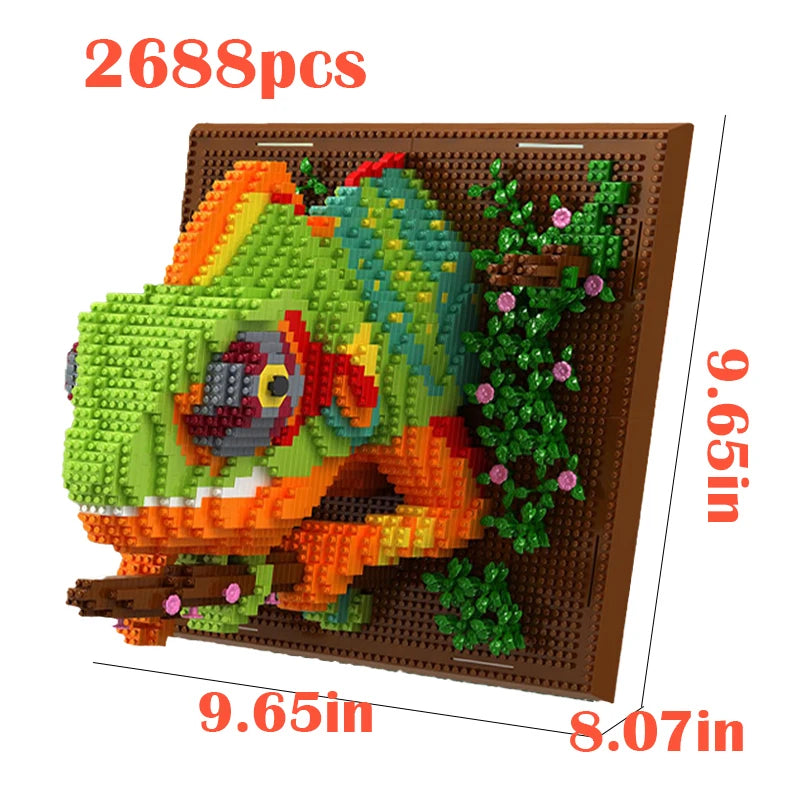 3D Mosaic Art Building Block Set — Shark, Eagle & Parrot Designs
