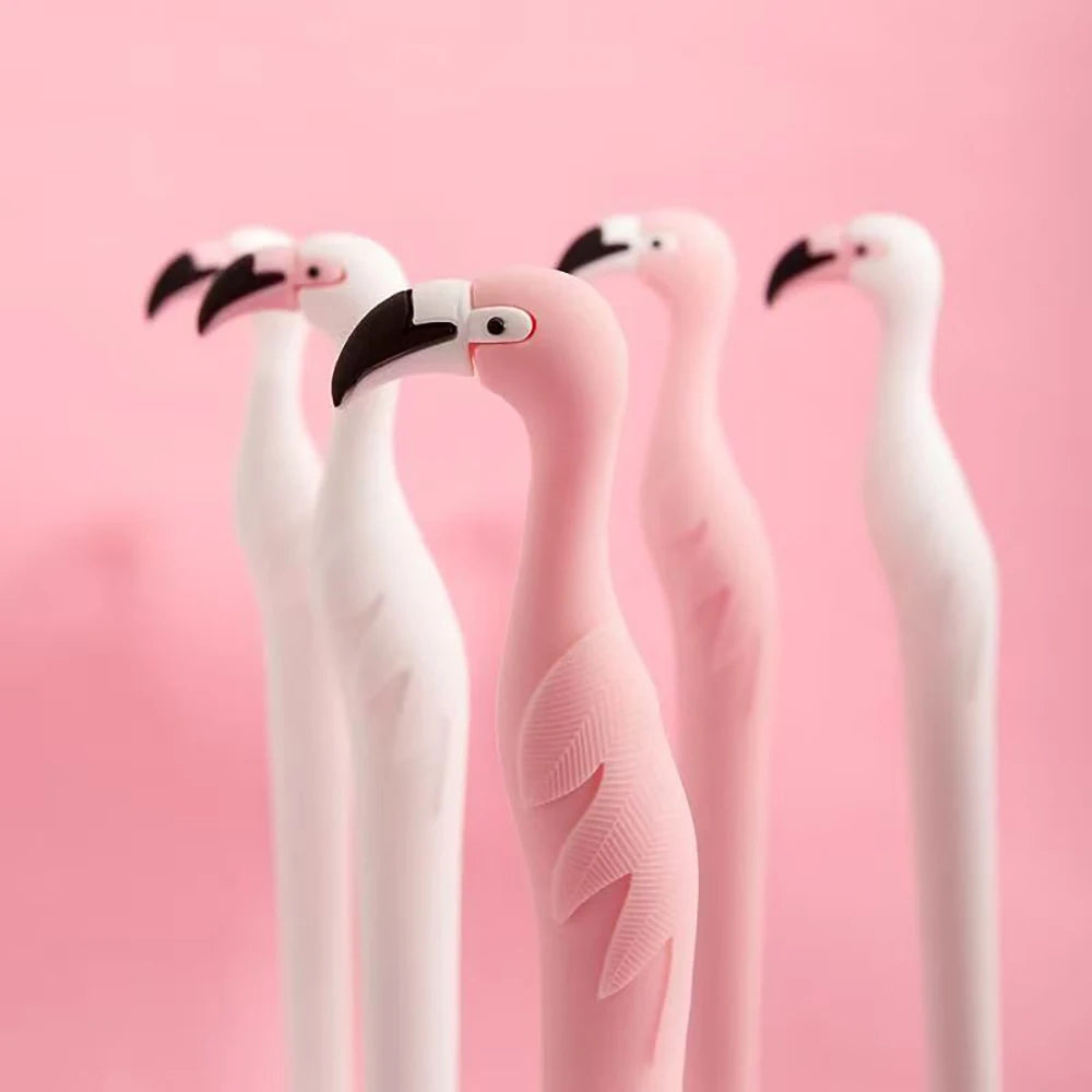 A set of pink and white bird-themed diamond painting accessories with black beaks
