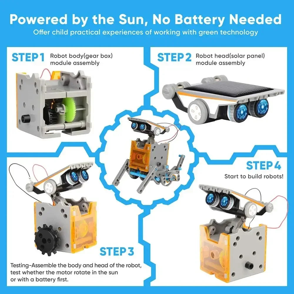Solar-Powered 13-in-1 STEM Robot Building Kit for Kids 8+