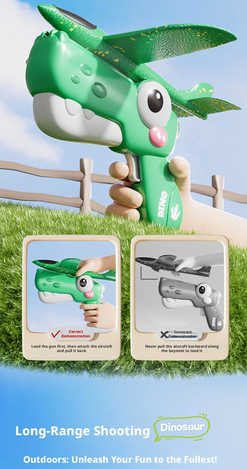 Dinosaur Foam Airplane Launcher Toy