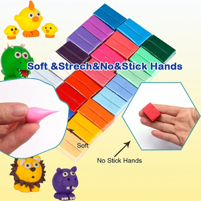 A colorful set of polymer clay blocks and carving tools for crafting and sculpting