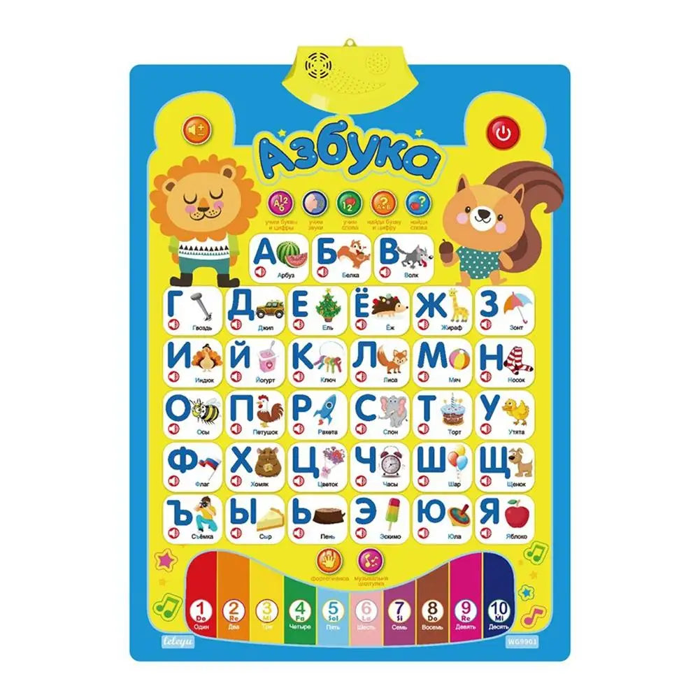 Interactive Russian Alphabet Learning Chart with Music and Quizzes