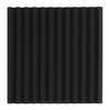 Black acoustic foam panels with a ribbed texture for soundproofing and noise reduction