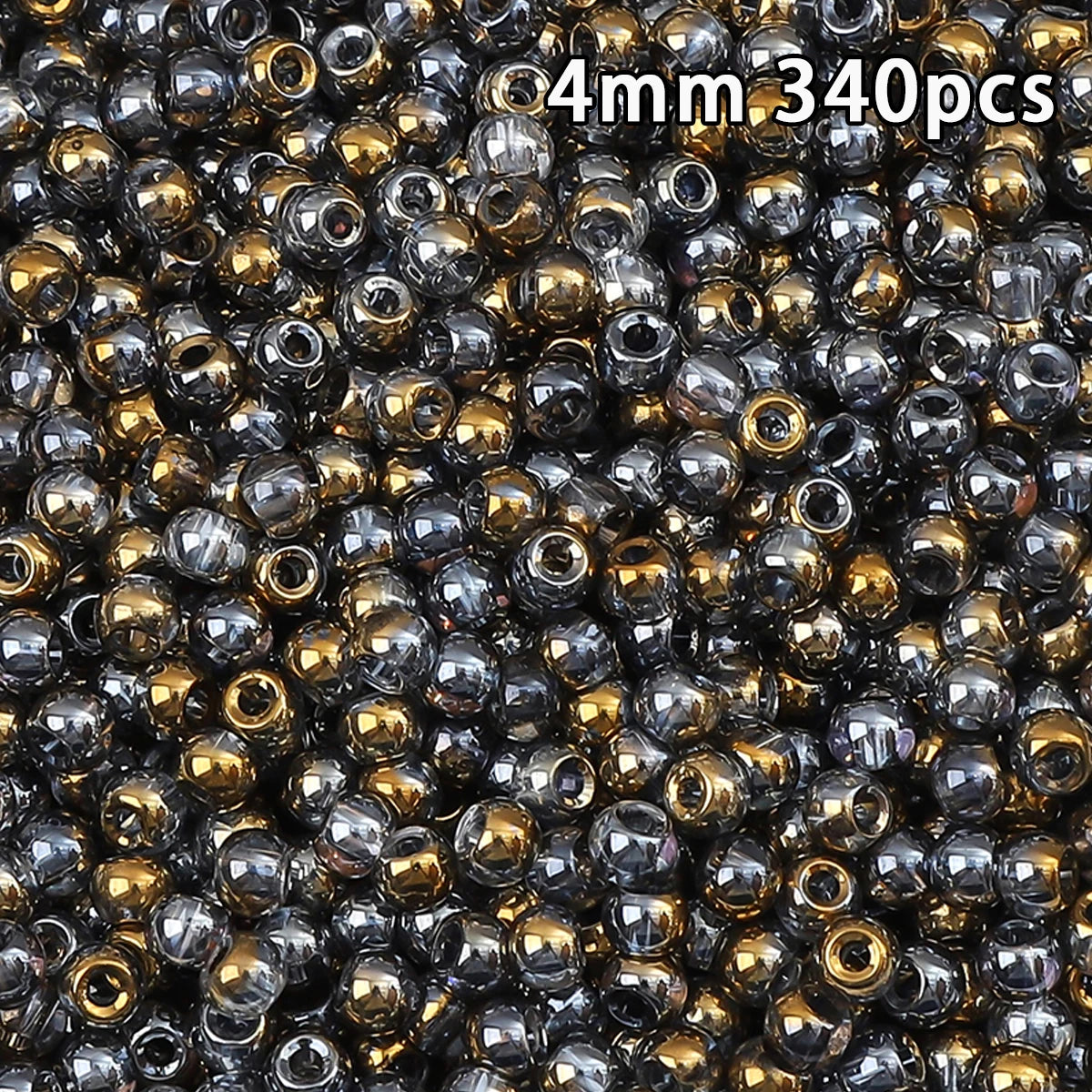 A close-up view of 340 golden gradient glass beads used for DIY jewelry making.
