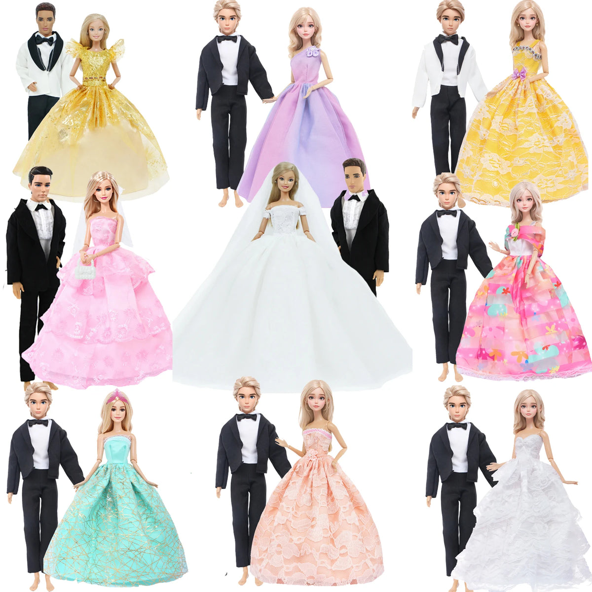 Doll Wedding Dress and Suit Gift Set for 11.5-Inch Fashion Dolls