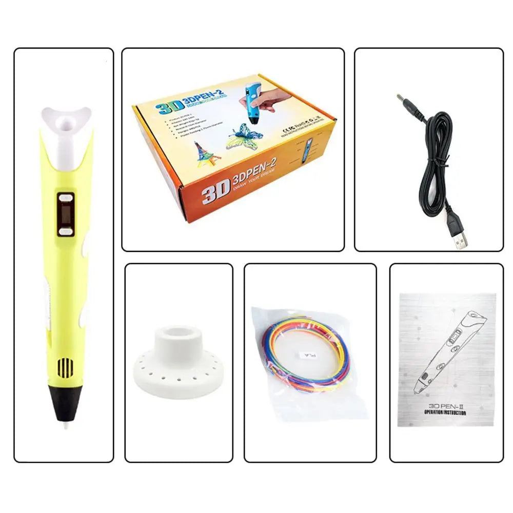 3D Printing Pen with LCD Screen and Adjustable Speed