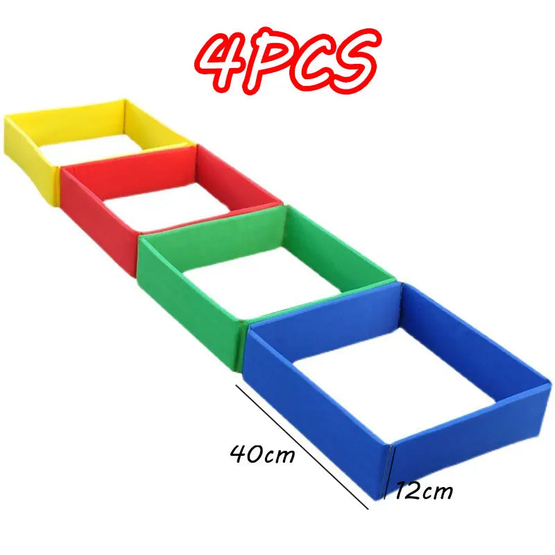 Four colored balance stepping stones for kids sensory and motor skills development