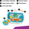 An ocean-themed crib soother featuring a clear window, various buttons, and colorful sea creatures.