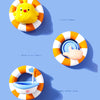 A yellow frog bath toy with a ring design, showing cute shape, one-click start, and happy water play.