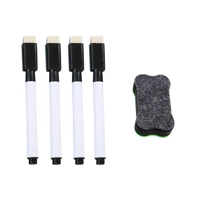Five reusable magic tracing workbook pencils with black grips and white bodies