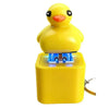 A yellow duck figurine shaped like a clicker keychain with an LED light.