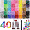 A grid of colorful rhinestone sheets and a set of B-7000 rhinestones for DIY crafts