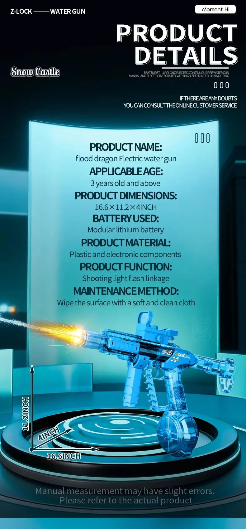 Electric Water Gun with Long-Range Shooting and Light Effects