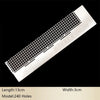 A white stainless steel cross ruler with 240 holes used for diamond painting.