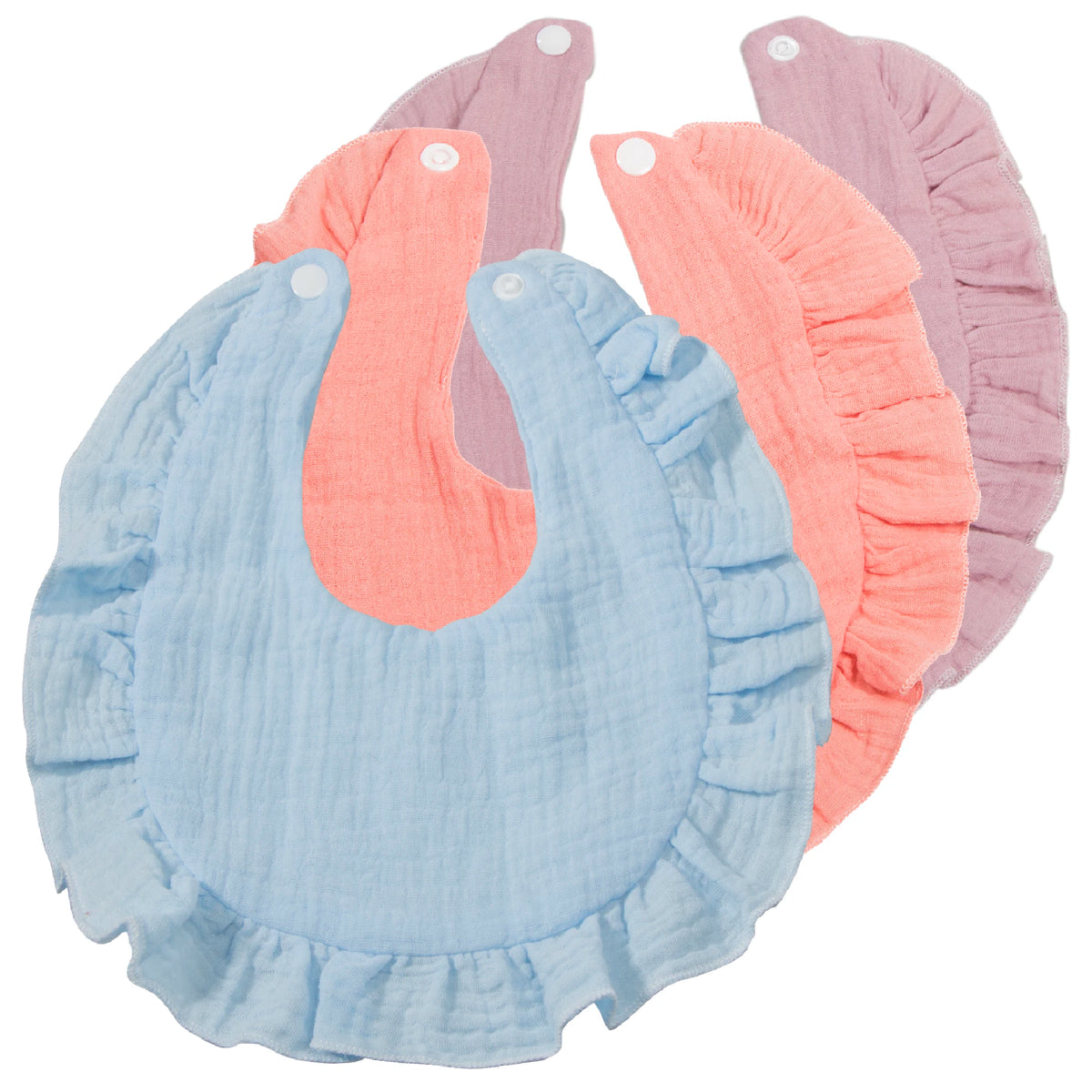 Soft Muslin Cotton Baby Bibs (3-Pack) with Snap Closure
