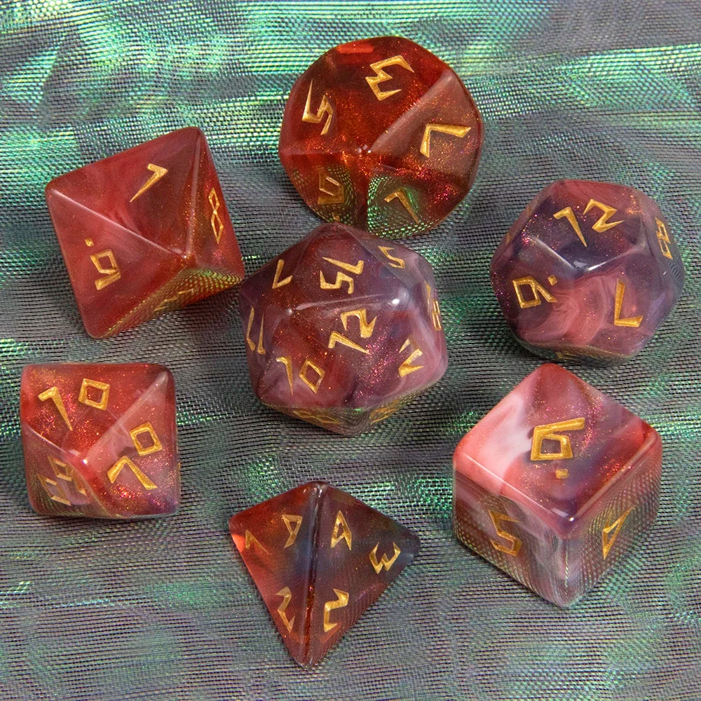 7-Piece Polyhedral Glitter Dice Set for Dungeons & Dragons