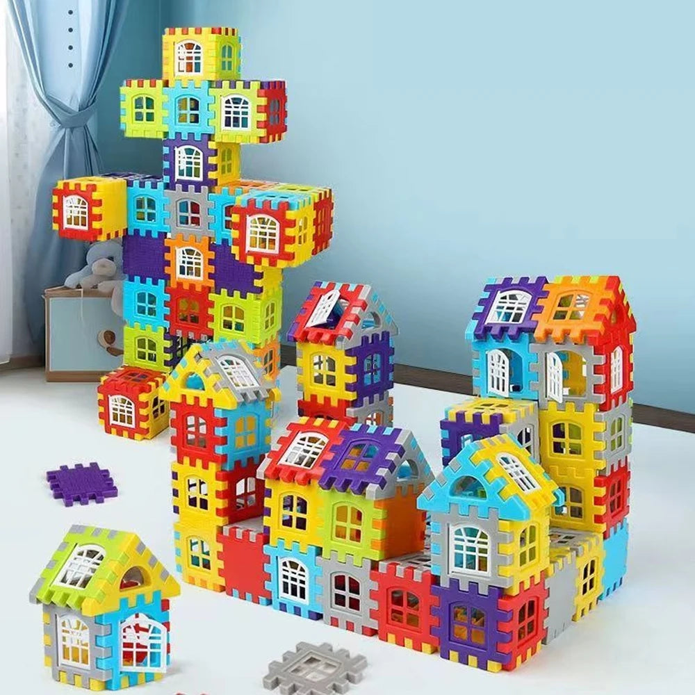Large House Building Blocks Set with Window Designs – 140-Piece STEM Toy for Kids