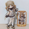 A detailed anime-style Ball-Jointed Doll with light brown hair and feathered wings standing next to its packaging box.