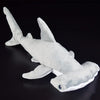 A white super soft hammerhead shark plush toy is shown against a dark background.