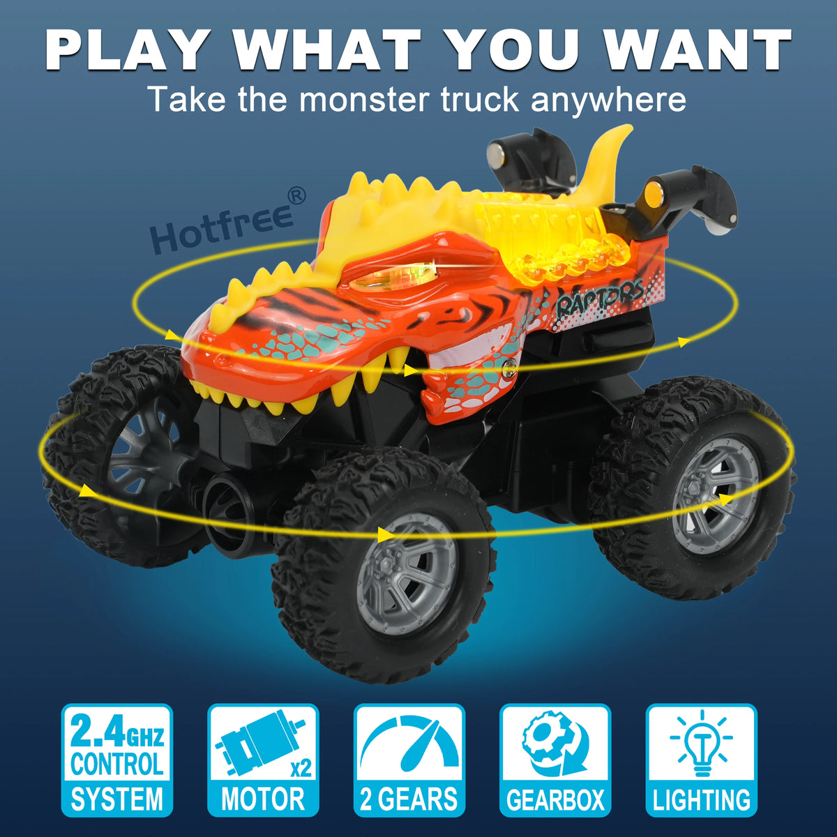 Mini RC Stunt Car with Dinosaur & Shark Designs, LED Lights, and Dual Speed
