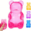 A set of pink, yellow, and blue soft gummy bear sensory fidget toys.