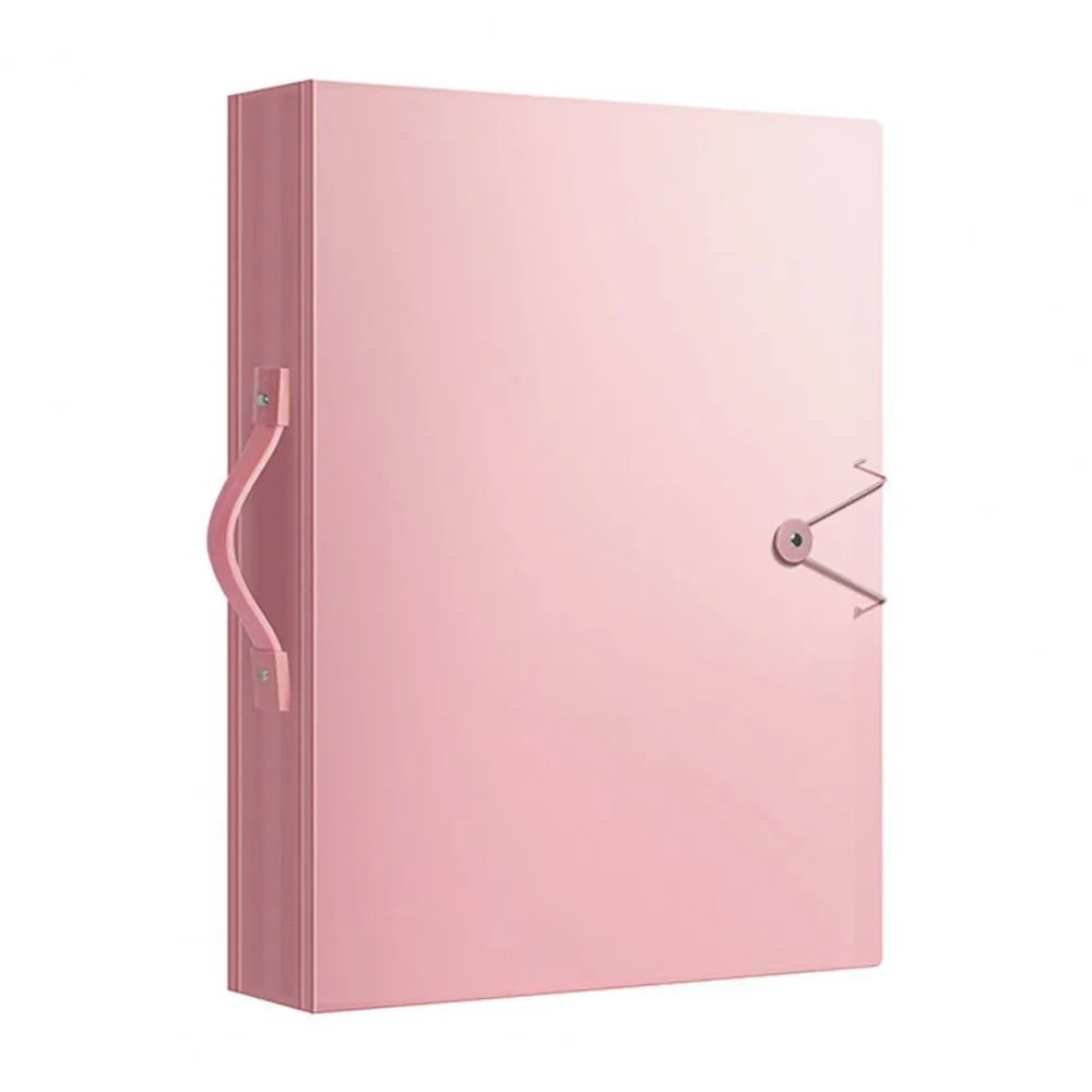 A pink transparent diamond painting storage album with a silver latch.