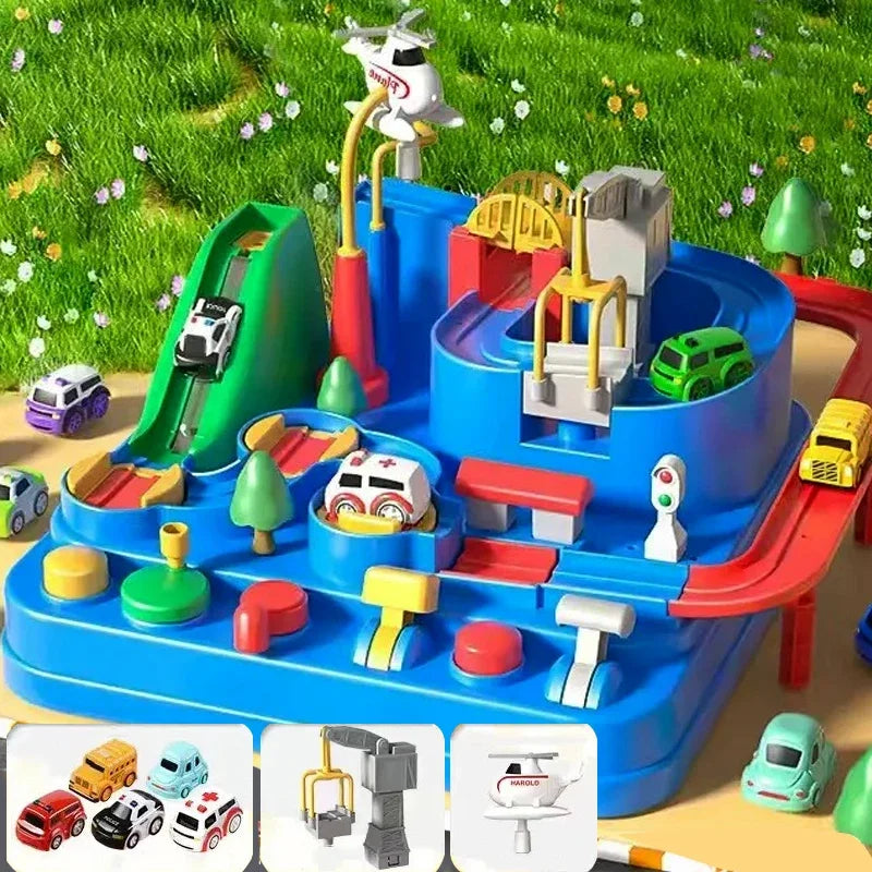 Racing Rail Car Adventure Set — Mechanical Track Toy for Kids