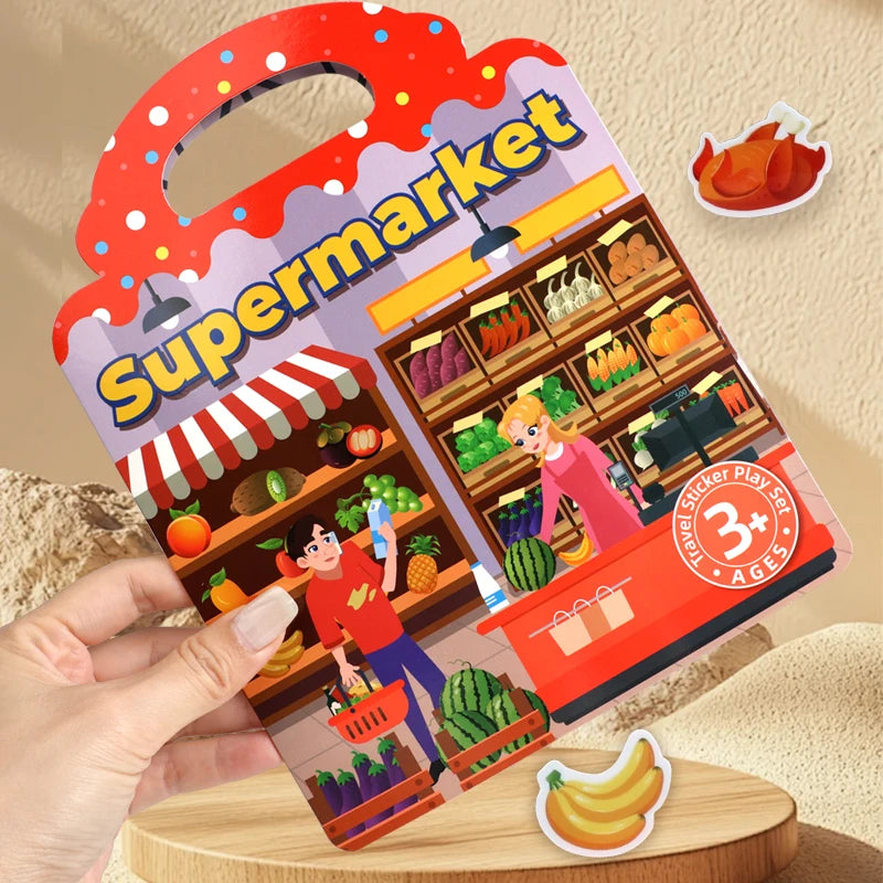 Reusable Sticker Book for Kids with Multi-Scene Bubble Jelly Stickers