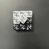 A set of ten acrylic counter dice showing various numerical and fractional values.