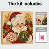 A kit for pearl diamond painting featuring a woman in festive Christmas attire with various drilling accessories.