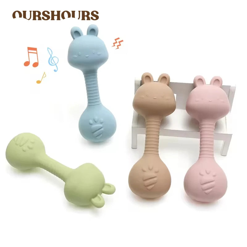 Rabbit Ear Silicone Baby Rattle & Teether Set