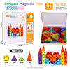 A set of 56 mini magnetic building tiles in various colors and shapes displayed next to the packaging and parts list.