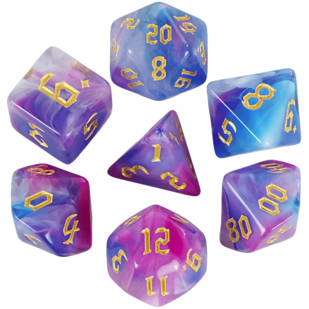 7-Piece Multicolor Polyhedral Dice Set for RPG and Tabletop Games