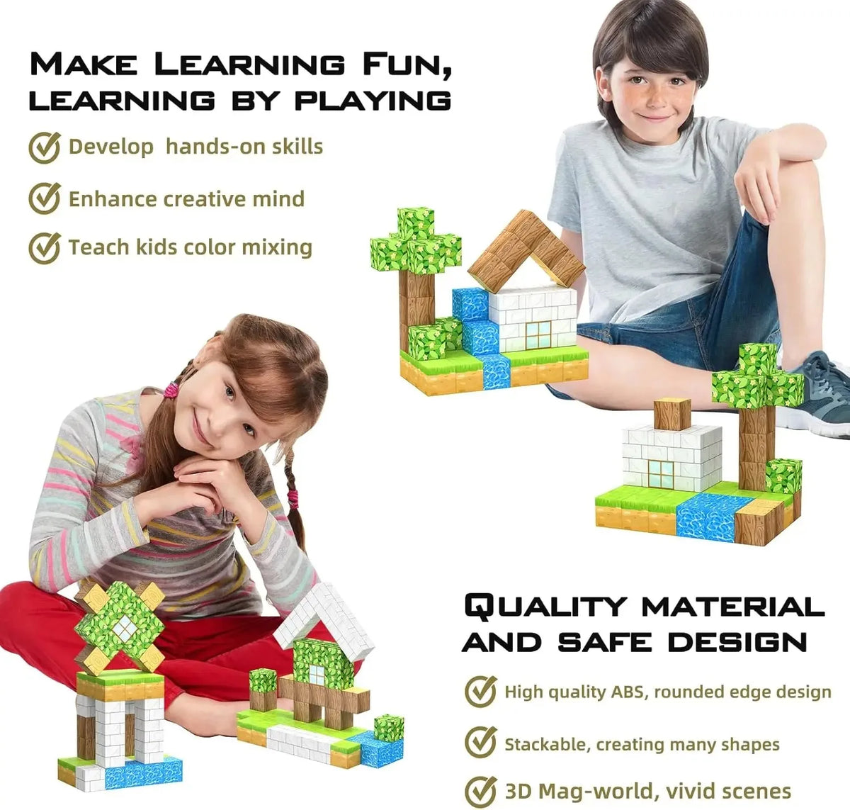 Magnetic Building Blocks Set – STEM Learning & Creative Construction Toy