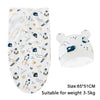 White cotton newborn swaddle blanket and hat set with blue and gold patterns for babies 3-5kg