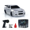 Silver mini RC drift car with 4WD and 2.4G remote control and accessories