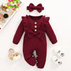 Baby Girl Ruffled Ribbed Long Sleeve Jumpsuit