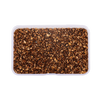 A clear plastic container filled with crushed brown glass stones for resin and craft projects