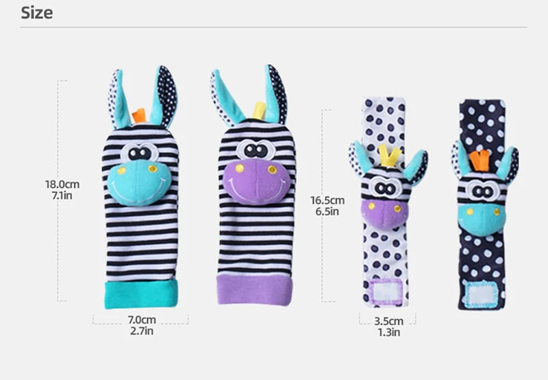 Black and White Sensory Wrist Rattles and Foot Finders for Newborns