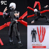 A fully articulated action figure of Yuji Itadori from Jujutsu Kaisen in black and white attire.
