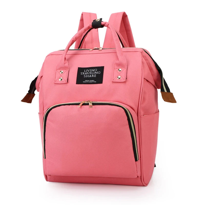 Canvas Baby Diaper Bag with Thermal Bottle Pockets & Hanging Design