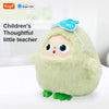 A light green plush robot designed as a children's thoughtful little teacher with blue accents.