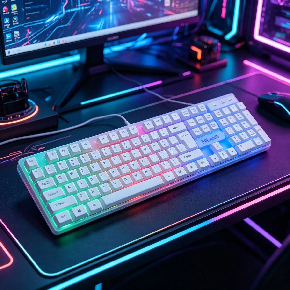 RGB Backlit Wired Keyboard with Mechanical Feel